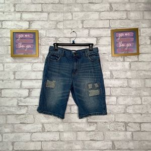 Patched Jean Shorts